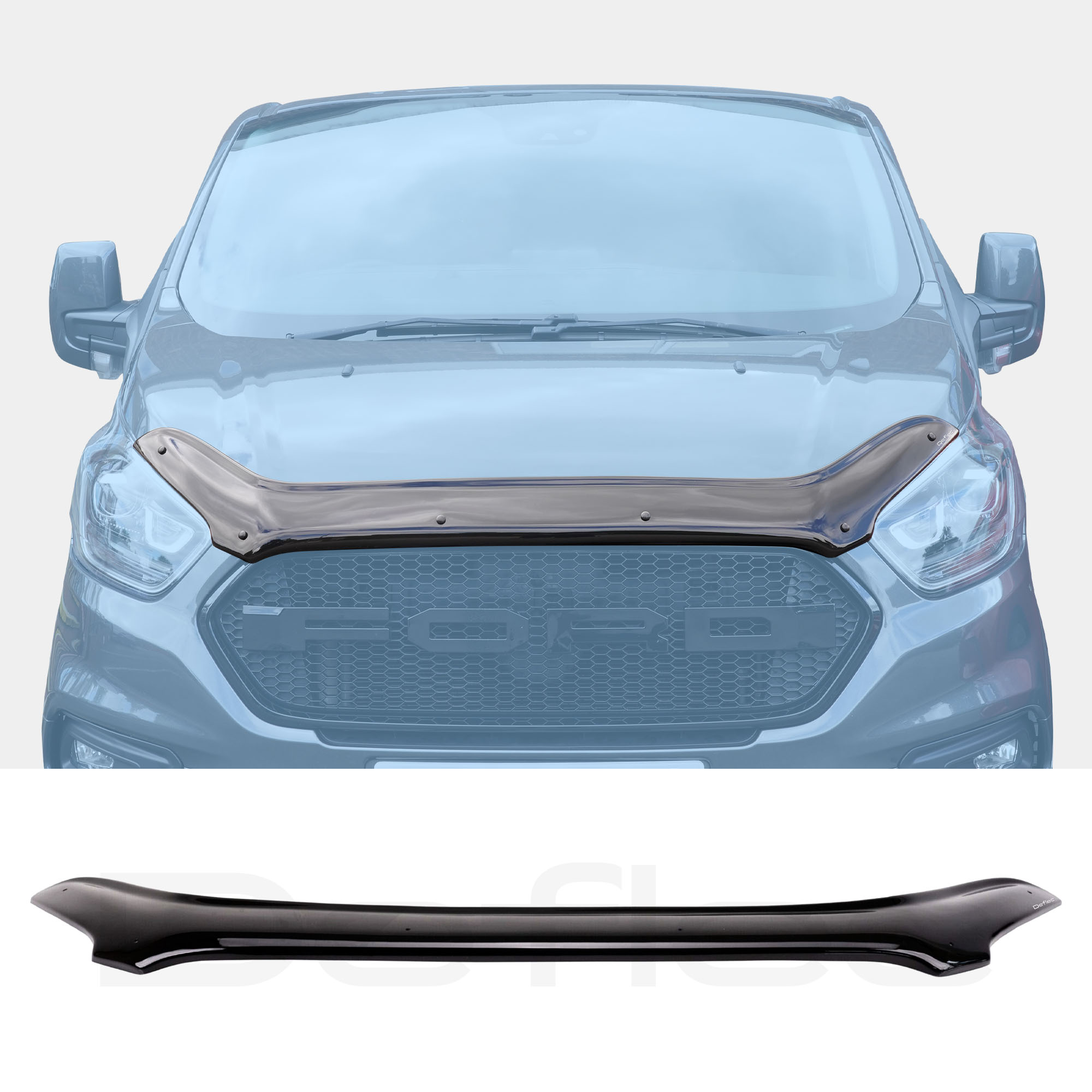 Ford Transit Custom 2018-2022 (MK1 Facelift) Deflec Bonnet Deflector - Gloss Black