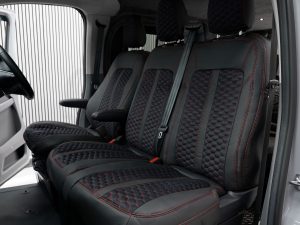 Alternative view of VW T7 RS Honeycomb Style Seat Covers - Red
