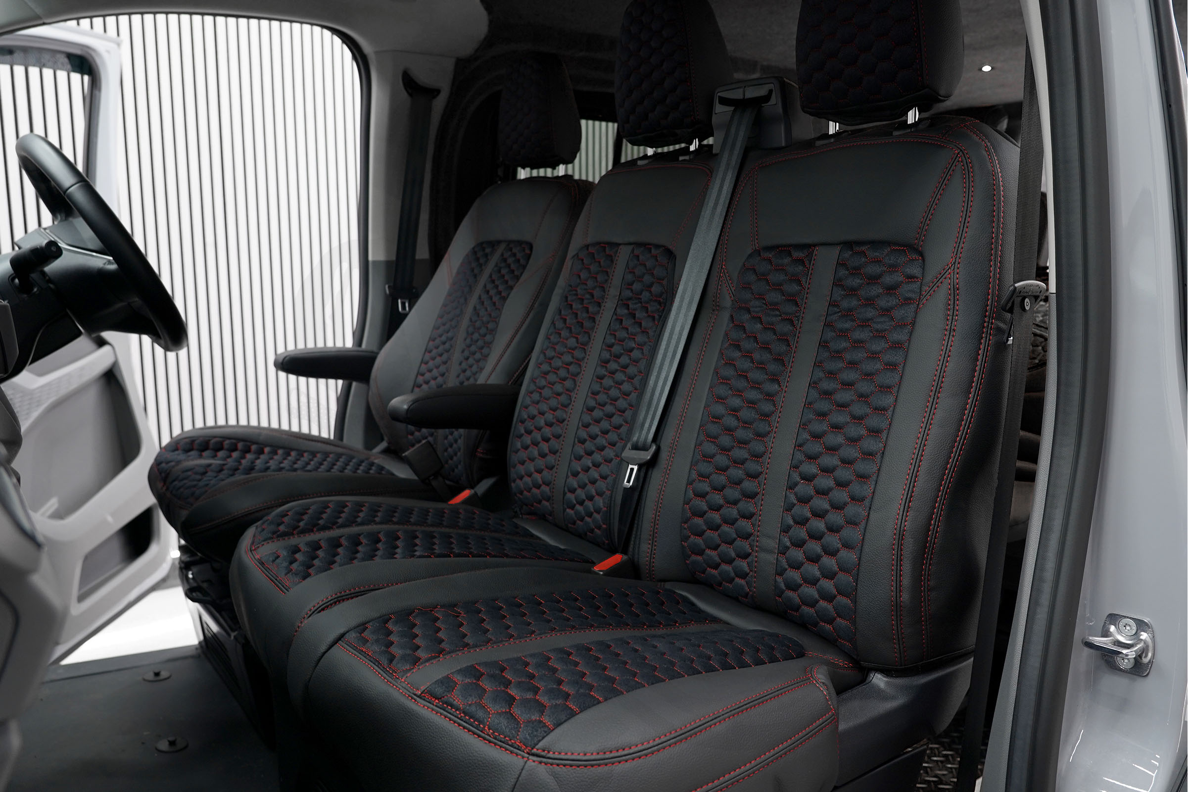VW T7 RS Honeycomb Style Seat Covers - Red - Image 2