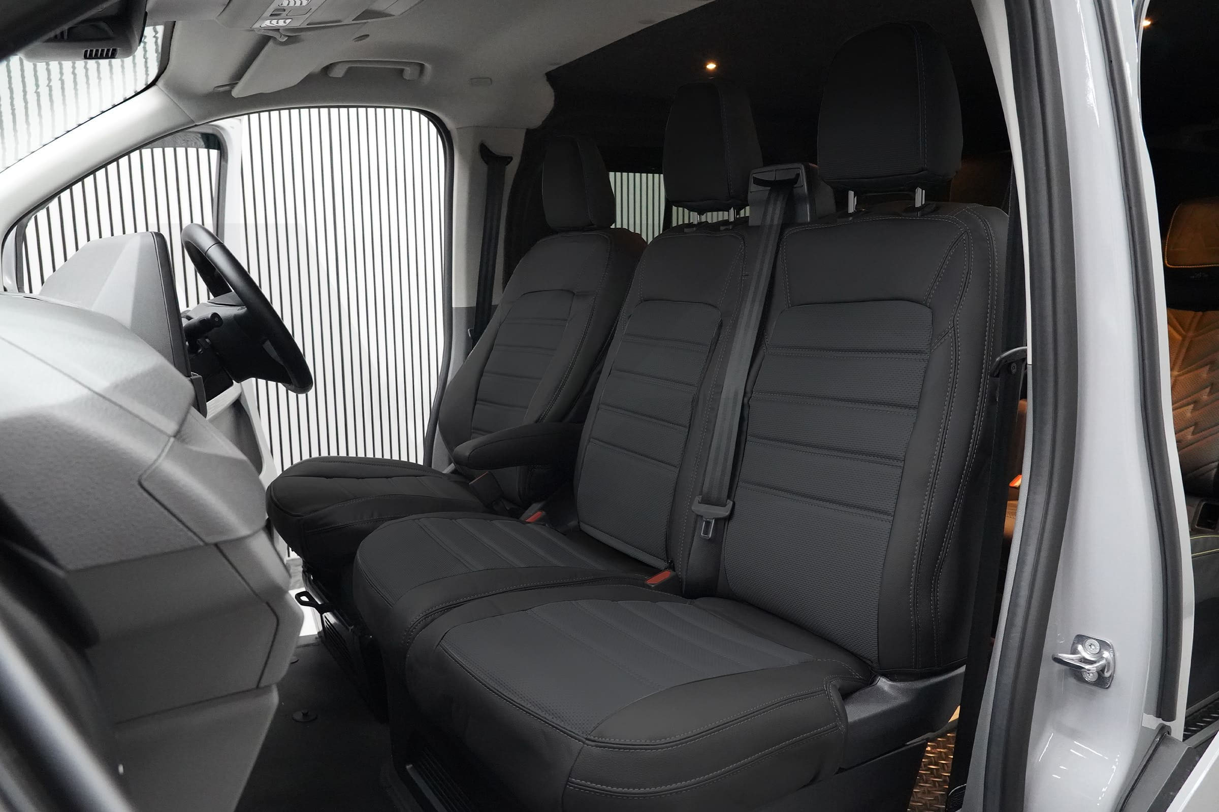 Ford Transit Custom MK2 2024> Punched Leather Style Seat Covers - Black