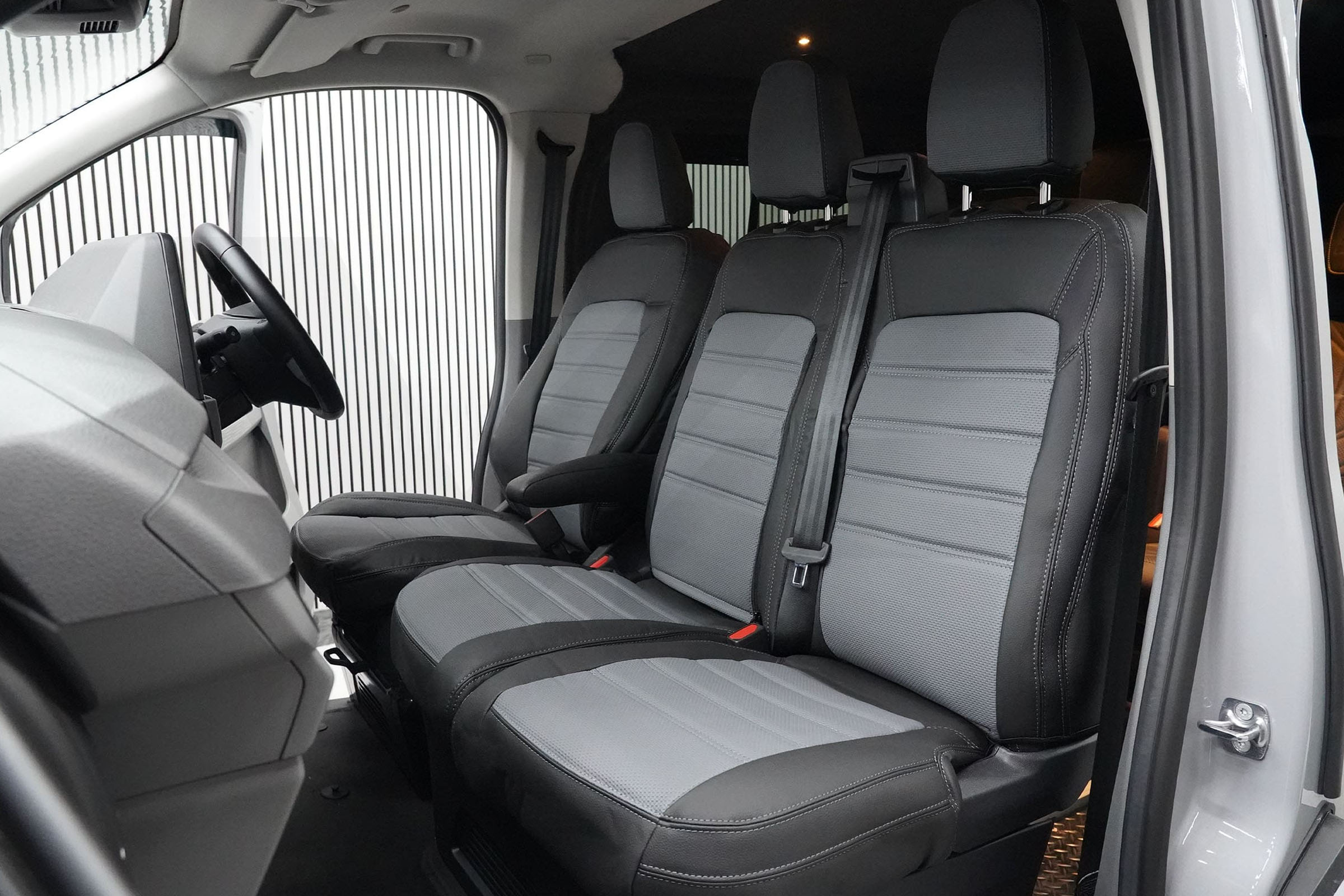 Ford Transit Custom MK2 2024> Punched Leather Style Seat Covers - Grey