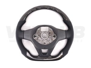 T6.1 Vee Dub Performance Carbon Fibre & Punched Leather Flat Bottom Steering Wheel Core (Black Stitch) - Image 5