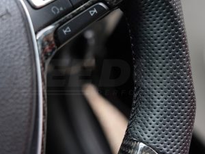 T6 Vee Dub Performance Carbon Fibre & Punched Leather Flat Bottom Steering Wheel Core (Black Stitch) - Image 4