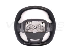 Transit Custom (MK2) VanPimps Performance Carbon Fibre & Punched Leather Flat Bottom Steering Wheel Core (Black Stitch) - Image 5