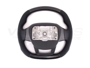 Transit Custom (MK2) VanPimps Performance Carbon Fibre & Punched Leather Flat Bottom Steering Wheel Core (Grey Stitch) - Image 5