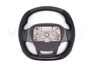Transit Custom (MK2) VanPimps Performance Carbon Fibre & Punched Leather Flat Bottom Steering Wheel Core (Blue Stitch) - Image 5