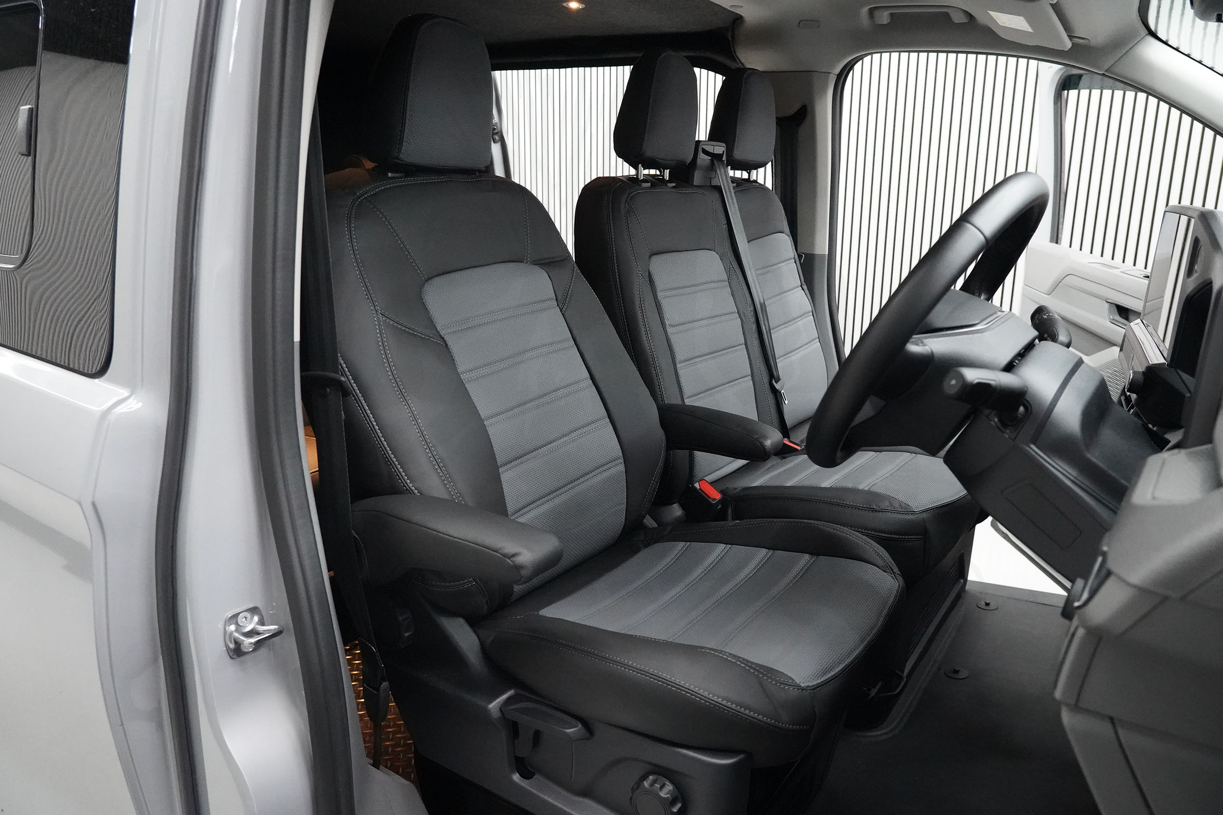 VW T7 Punched Leather Seat Covers - Grey - Image 2