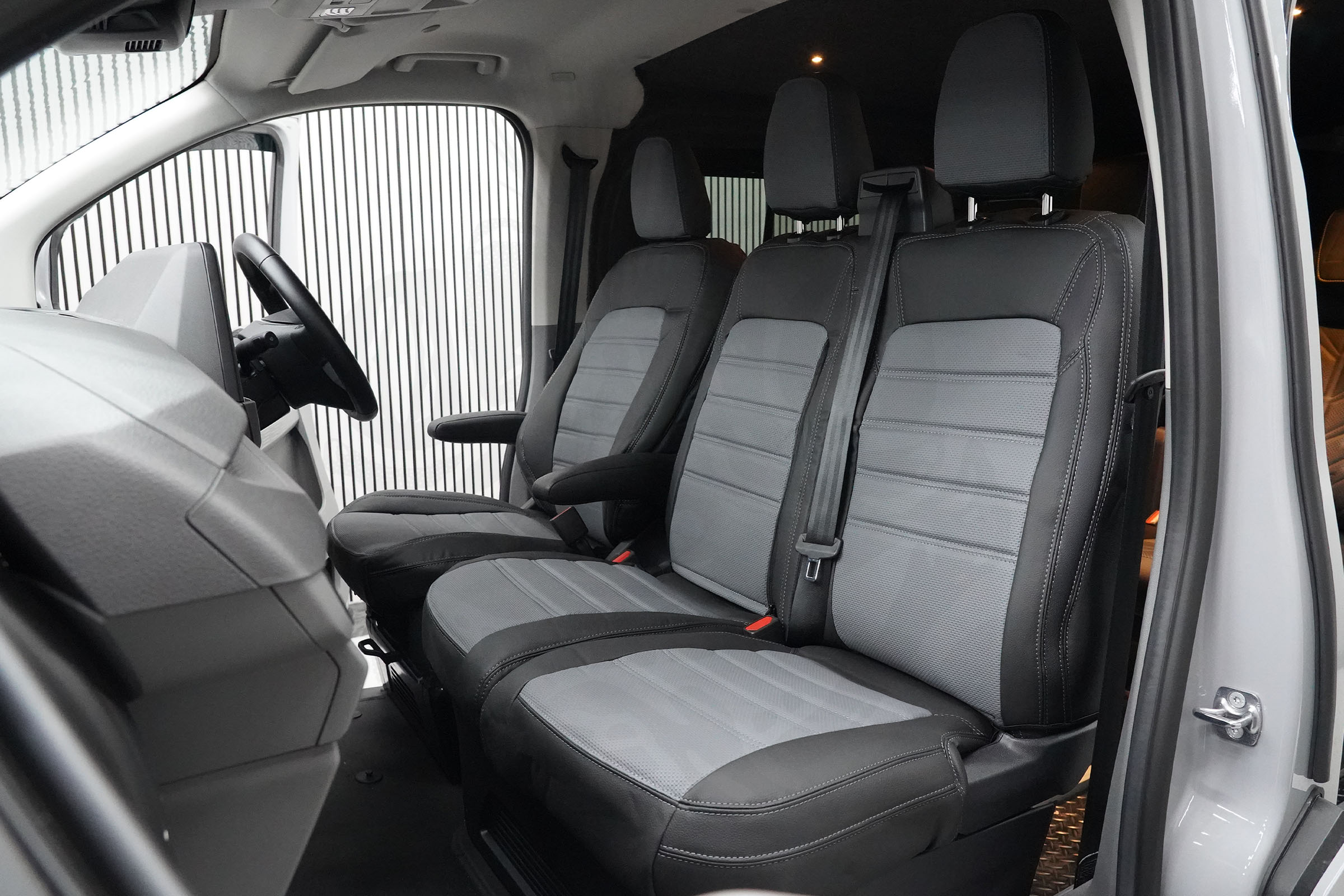 VW T7 Punched Leather Seat Covers - Grey