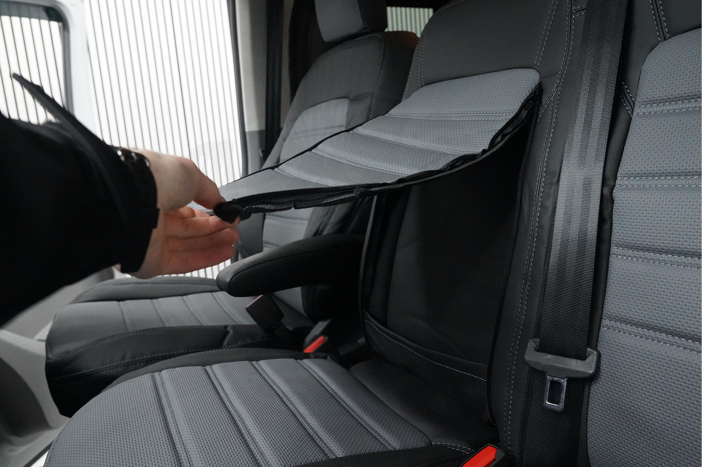 Ford Transit Custom MK2 2024> Punched Leather Style Seat Covers - Grey - Image 5