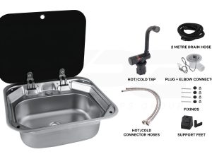 VPG 304 Stainless Steel Campervan Sink With Tap (Silver)