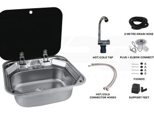 VPG 304 Stainless Steel Campervan Sink With Tap (Silver)