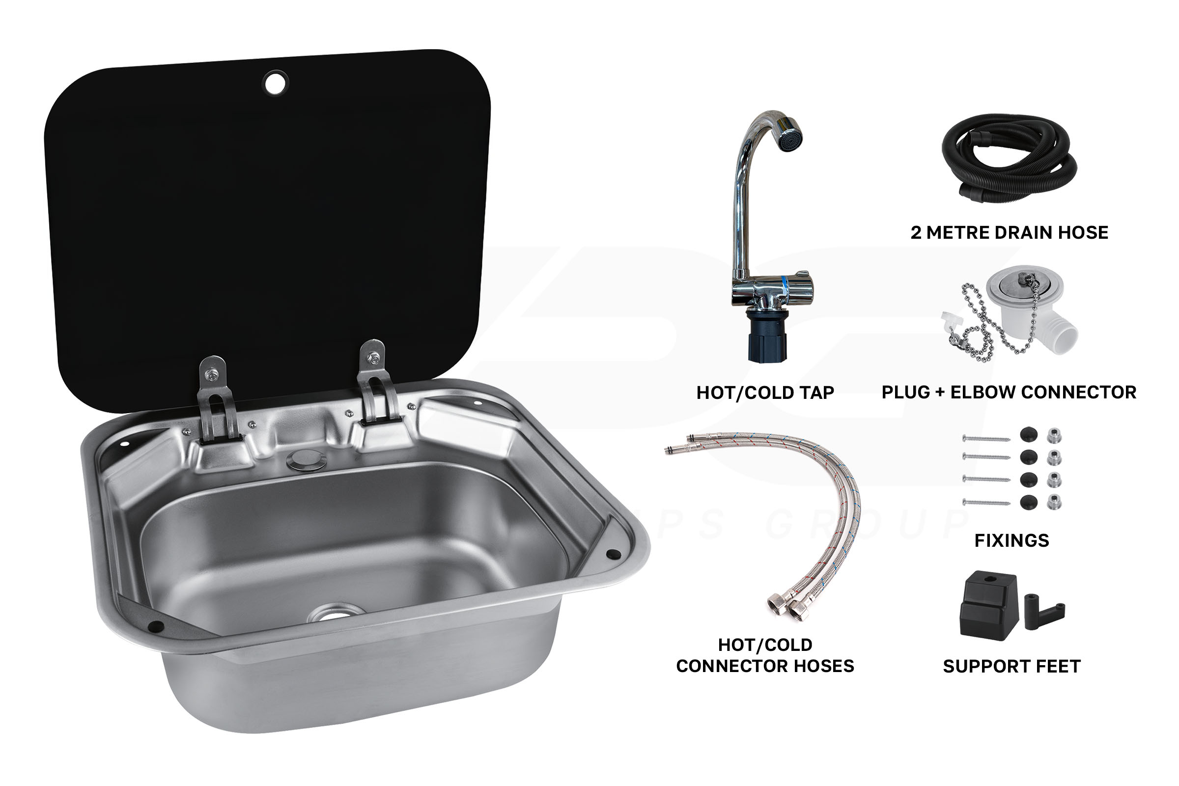 VPG 304 Stainless Steel Campervan Sink With Tap (Silver)