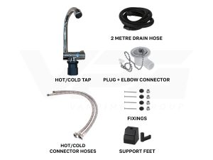 VPG 304 Stainless Steel Campervan Sink With Tap (Silver) - Image 3