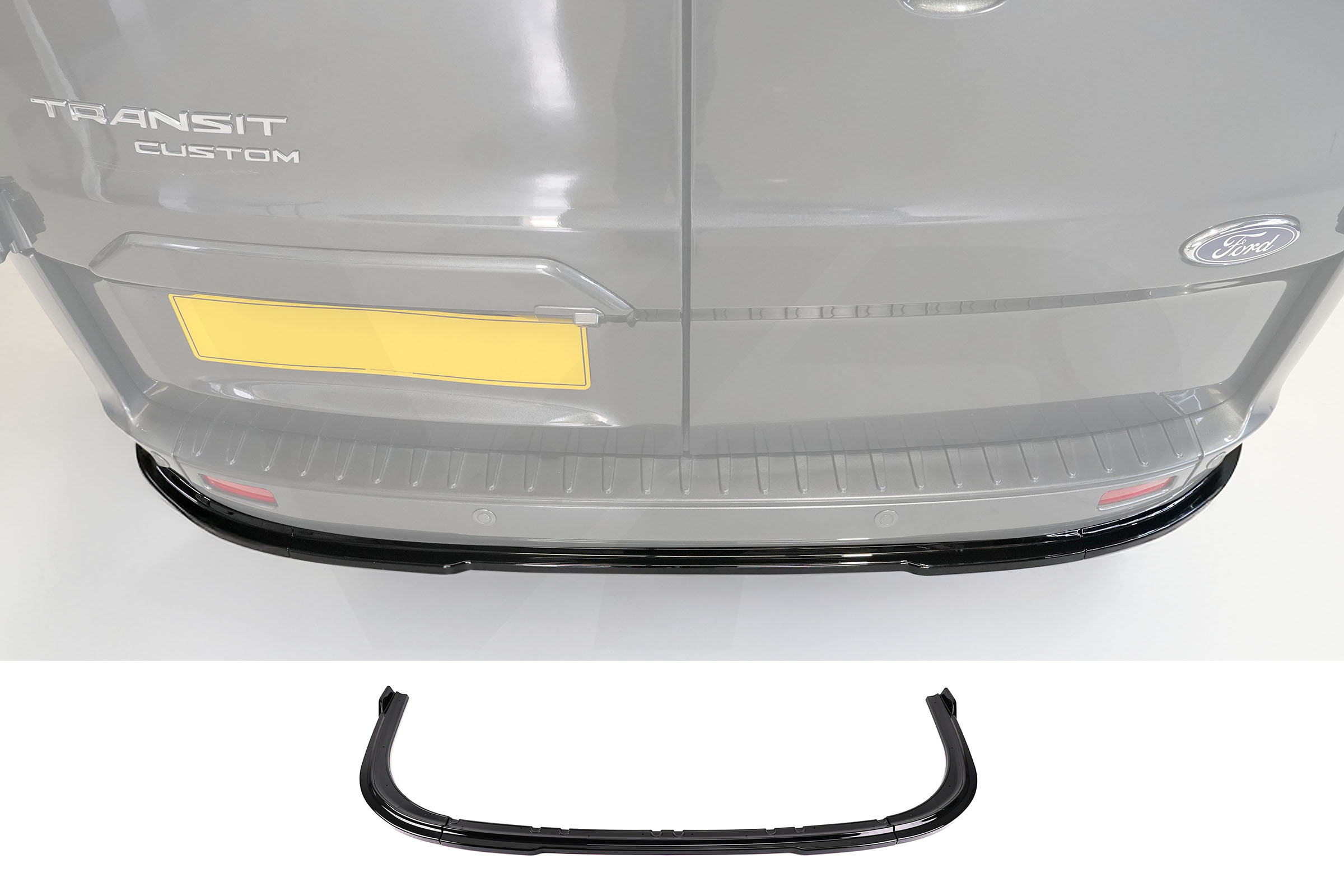 Ford Transit Custom (2018-2023) Rear Splitter - Gloss Black (3pcs) - Image 2