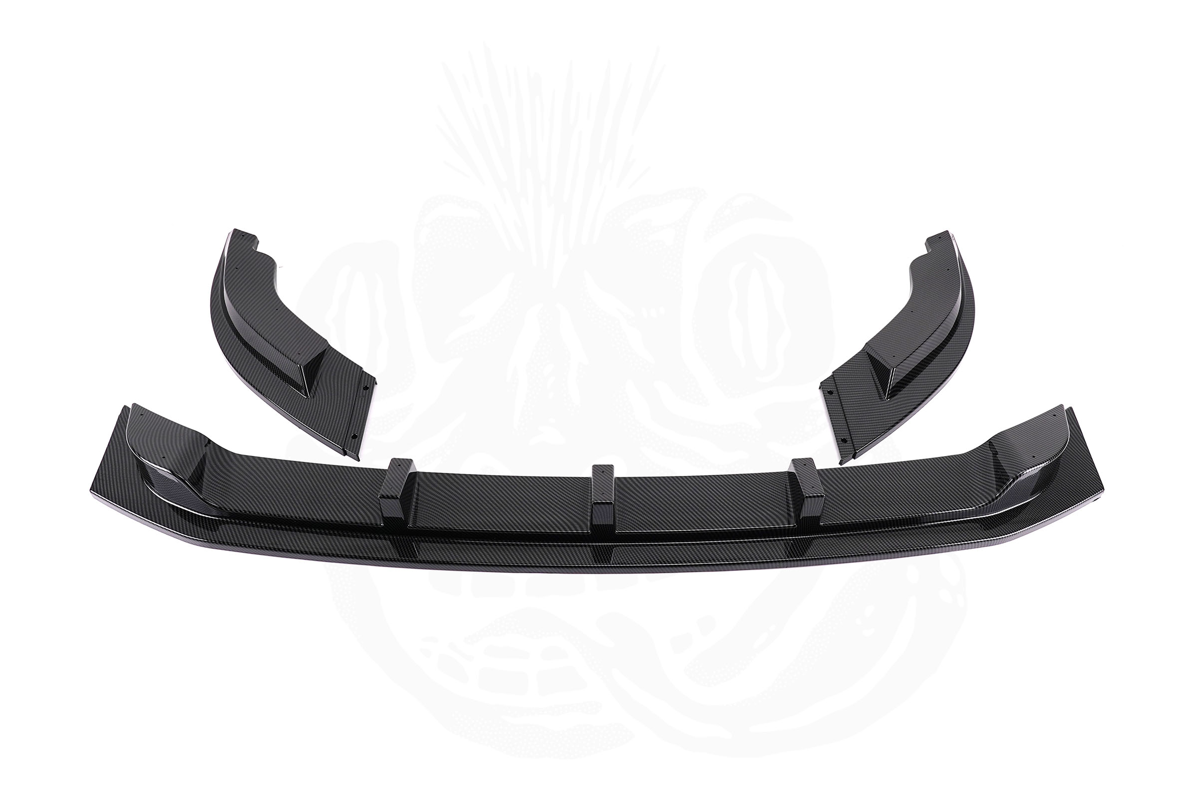 VW T6 3 Piece Front Splitter - Under Genuine Bumper (Carbon Fibre Effect) - Image 3