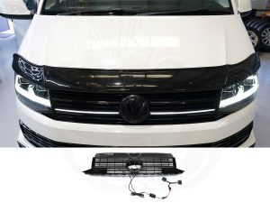 VW T6 Front Grille with LED Lightbar (Gloss Black)