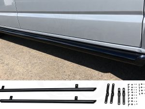 VW T5/T5.1 Gloss Black 70mm Streamline Angled Side Bars - SWB