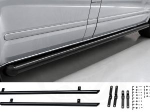 VW T5/T5.1 Gloss Black 70mm Streamline Angled Side Bars - LWB