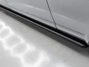 Alternative view of VW T6/T6.1 Gloss Black 70mm Streamline Angled Side Bars - LWB