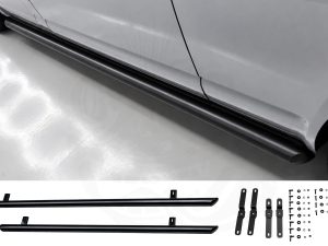 VW T6/T6.1 Gloss Black 70mm Streamline Angled Side Bars - LWB