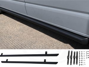 VW T5/T5.1 Matt Black 70mm Streamline Angled Side Bars - SWB