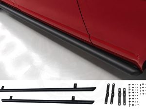 VW T5/T5.1 Matt Black 70mm Streamline Angled Side Bars - LWB