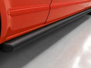 Alternative view of VW T6/T6.1 Matt Black 70mm Streamline Angled Side Bars - LWB