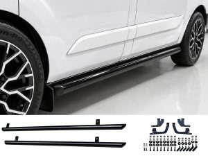 Ford Transit Custom (13-23) Gloss Black 70mm Streamline Angled Side Bars - SWB