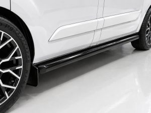 Alternative view of Ford Transit Custom (13-23) Gloss Black 70mm Streamline Angled Side Bars - SWB