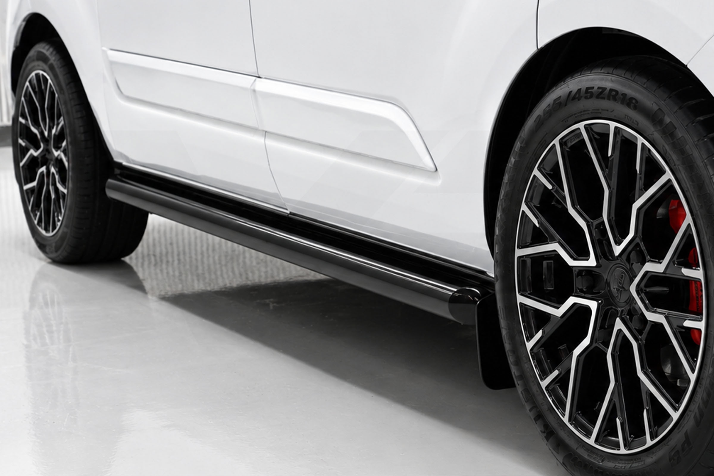 Ford Transit Custom (13-23) Gloss Black 70mm Streamline Angled Side Bars - LWB - Image 2