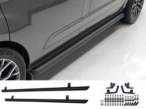 Ford Transit Custom (13-23) Matt Black 70mm Streamline Angled Side Bars - SWB