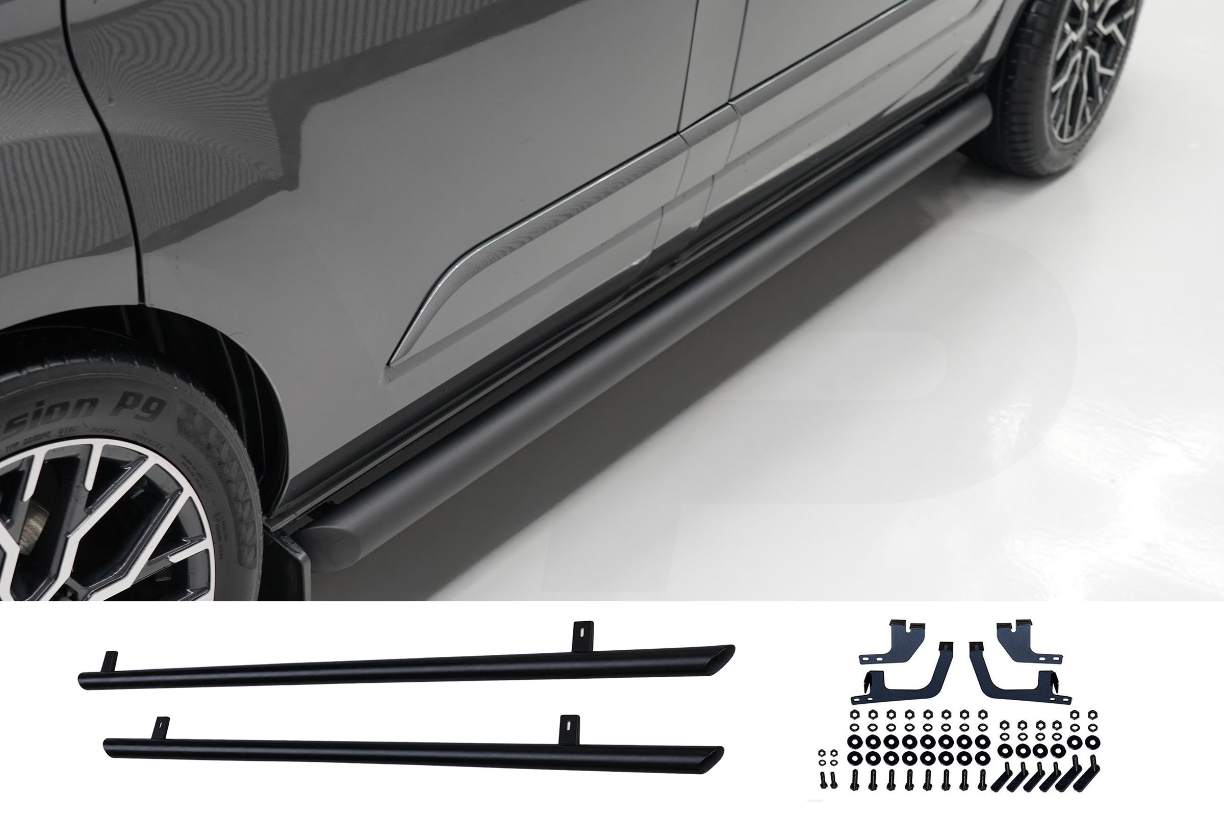 Ford Transit Custom (13-23) Matt Black 70mm Streamline Angled Side Bars - SWB