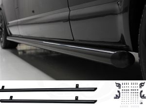 VW T7 2025> Gloss Black 70mm Streamline Angled Side Bars - LWB