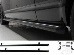 Ford Transit Custom MK2 (2024>) Gloss Black 70mm Streamline Angled Side Bars - LWB